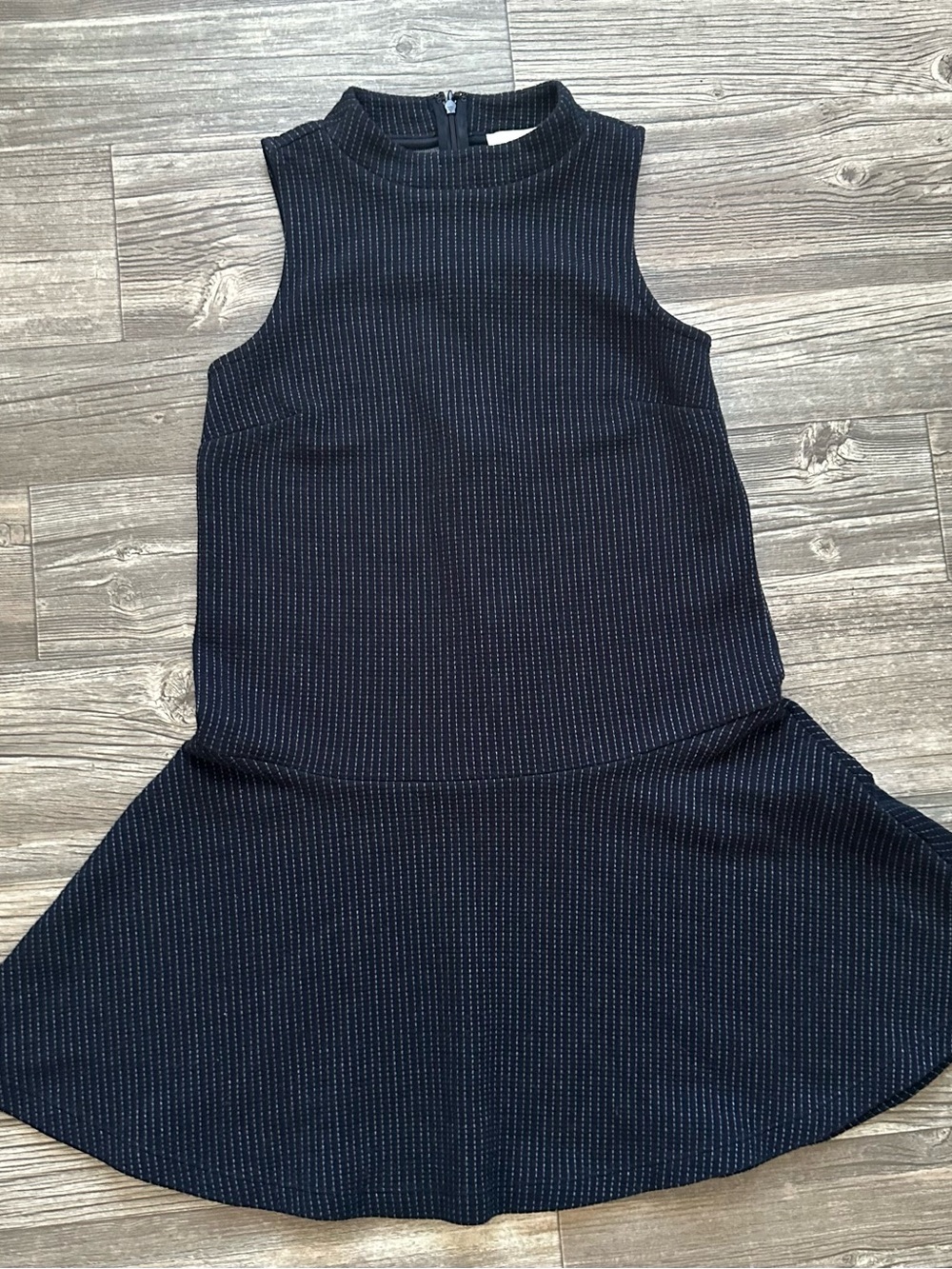 LOFT Navy Pinstripe Sleeveless Mini Dress